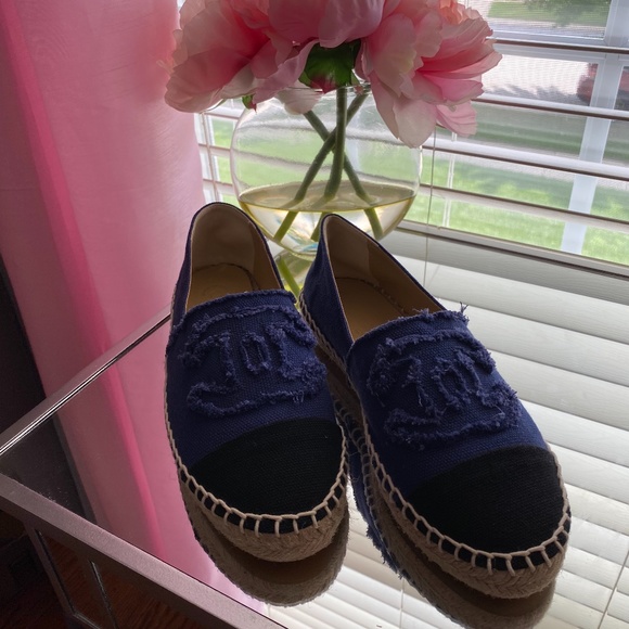 chanel espadrilles navy